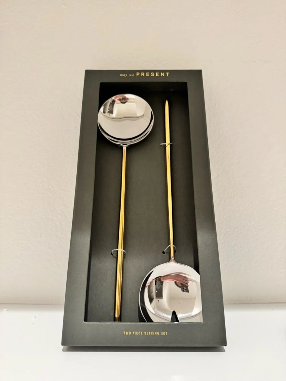 Anthropologie‎ Gold and Silver Long-Handled Serving Spoons